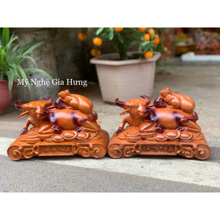 Tượng trâu cõng chuột, gỗ hương cao cấp, bày bàn, kệ tủ...kt: 30x2015