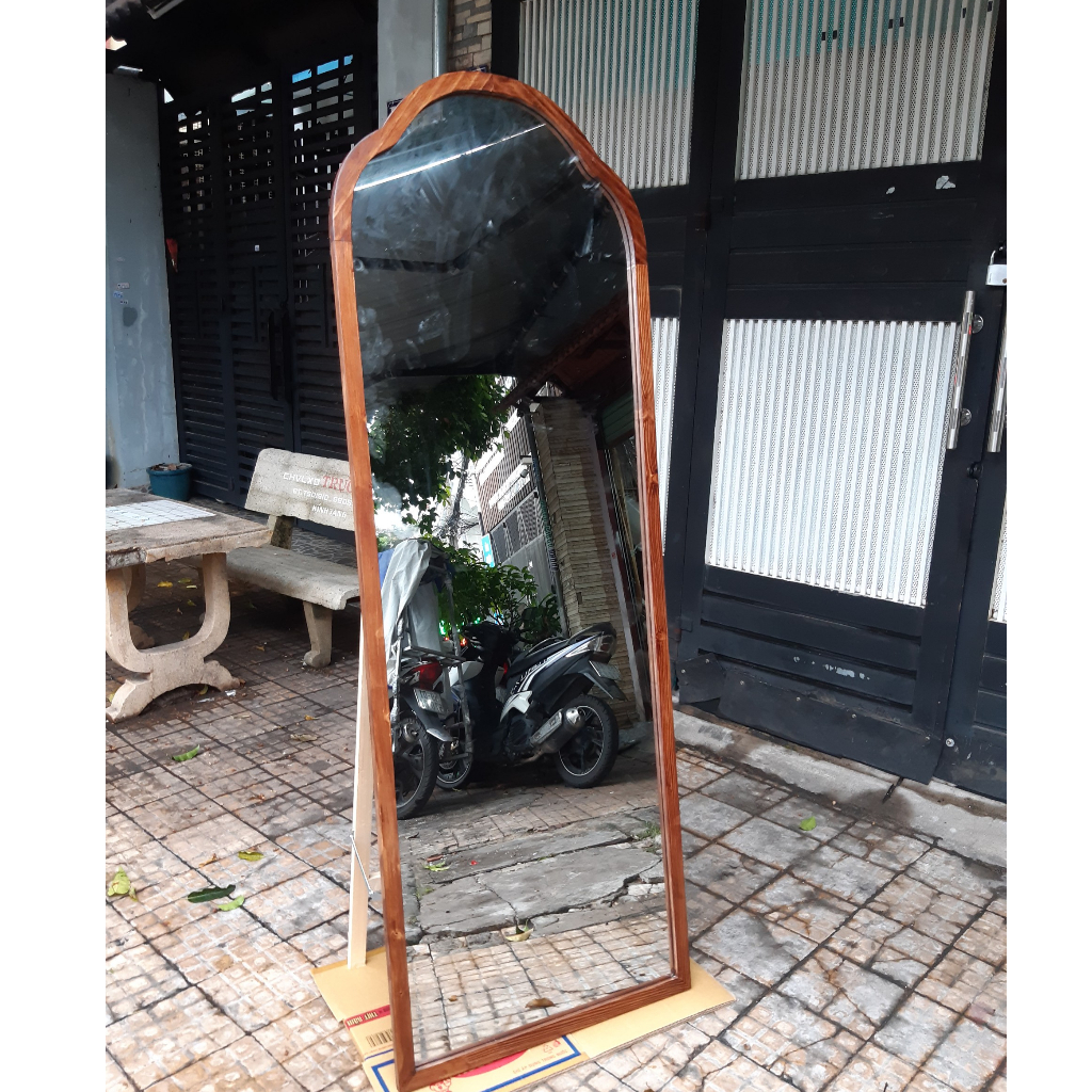 Gương mái vòm gỗ gương decor phòng MÀU WALNUT( màu nâu óc chó )