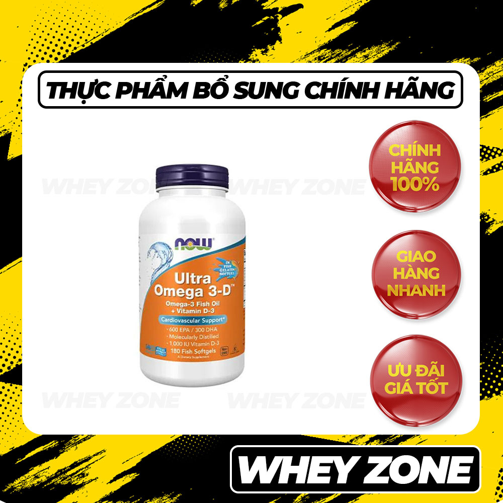 Viên uống Now Ultra Omega 3- Vitamin D3, 600 EPA / 300 DHA Fish Oil + Vitamin D-3 nhập khẩu Mỹ