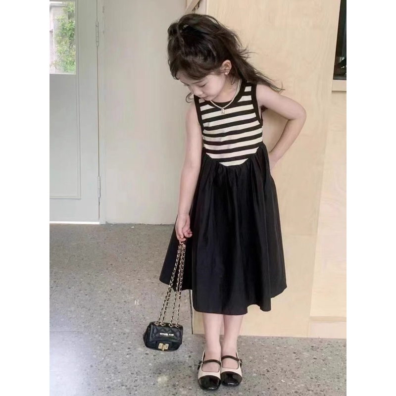 Đầm Váy kẻ basic dáng dài bé gái siêu xinh 7-28kg Elsa kids