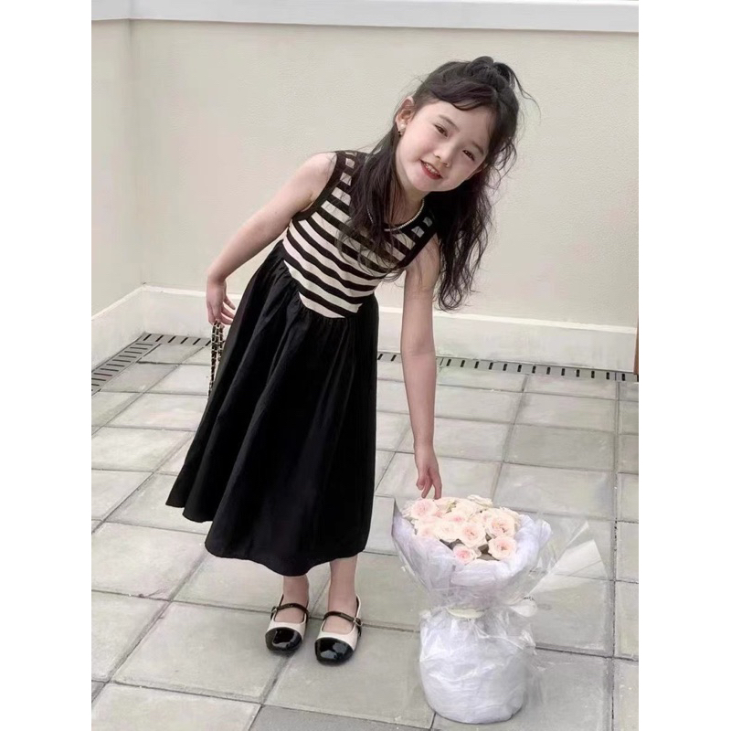 Đầm Váy kẻ basic dáng dài bé gái siêu xinh 7-28kg Elsa kids