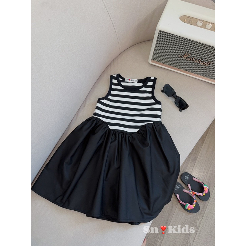 Đầm Váy kẻ basic dáng dài bé gái siêu xinh 7-28kg Elsa kids