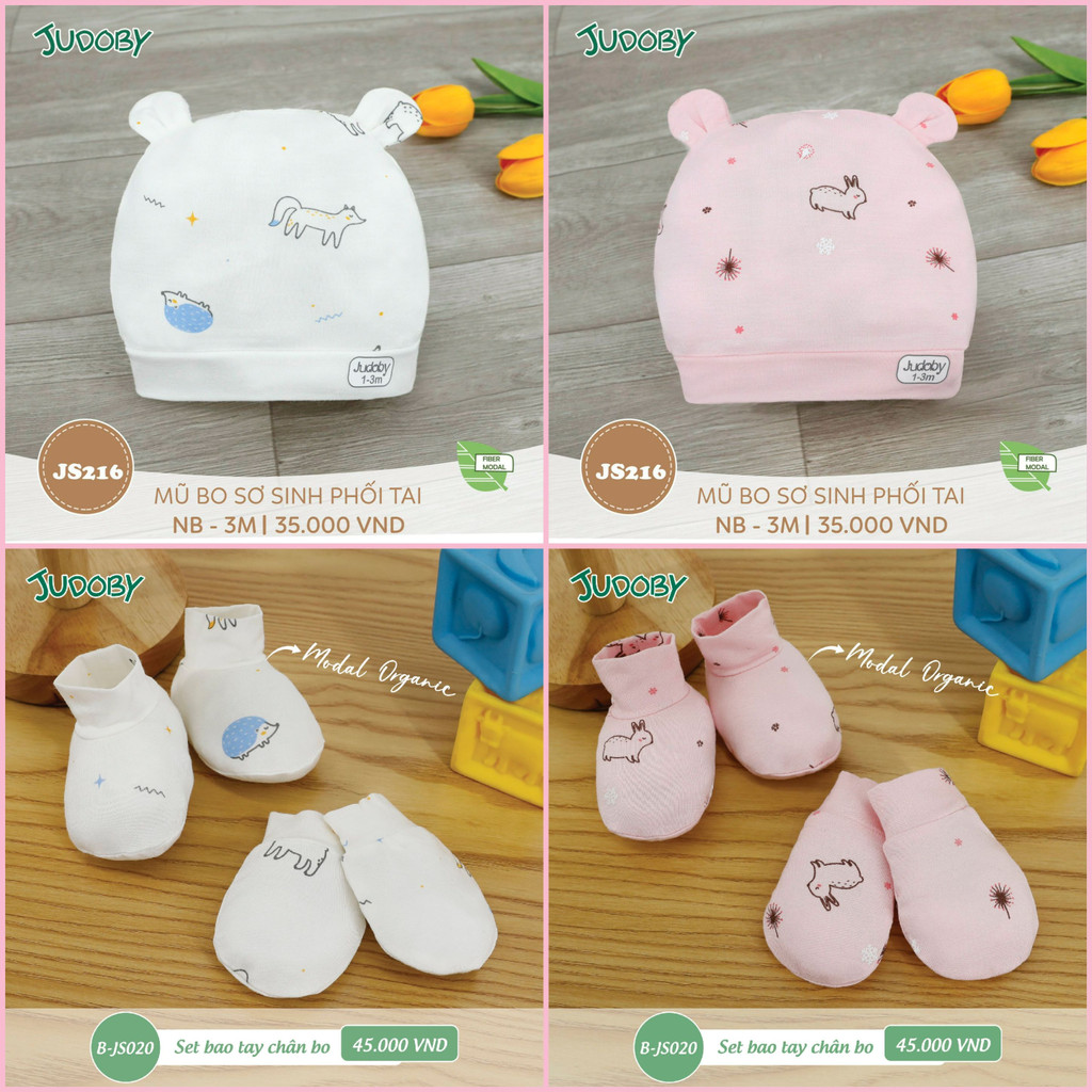 Set Bao tay chân và mũ bo sơ sinh Dokma Judoby cotton - bamboo - modal