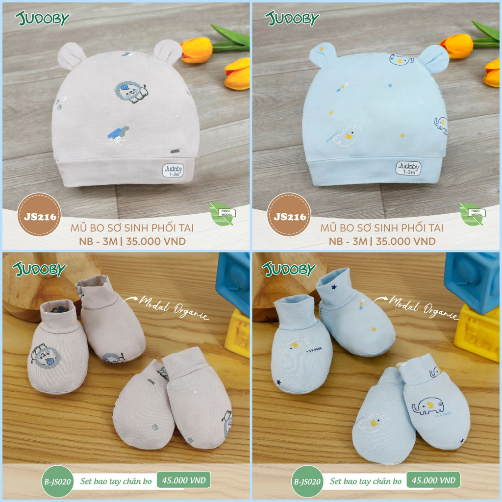 Set Bao tay chân và mũ bo sơ sinh Dokma Judoby cotton - bamboo - modal