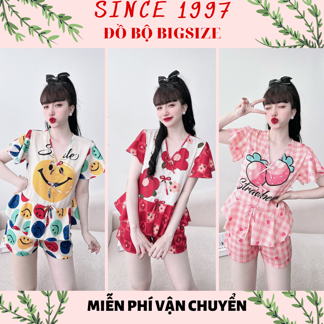 Lụa Xước cao cấp - Đồ bộ bigsize 50-95kg ĐÙI LỤA XƯỚC in 5D, Since1997 Pijama, Đồ ngủ lụa ánh kim xịn mịn