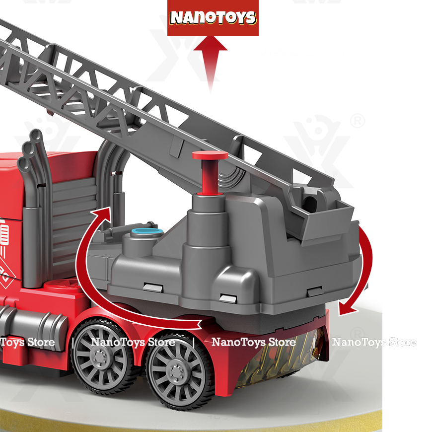 Đồ chơi xe cứu hoả phun nước biến hình Robot - có còi hụ, đèn, tránh chướng ngại vật - tặng kèm pin - NANOTOYS STORE