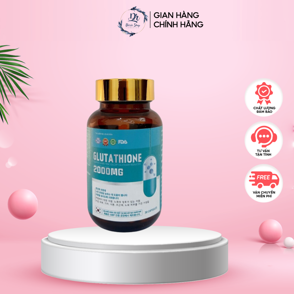 Viên glutathione 2000mg, viên uống trắng da glu 2000 mờ nám đẹp da - DORIS SHOP