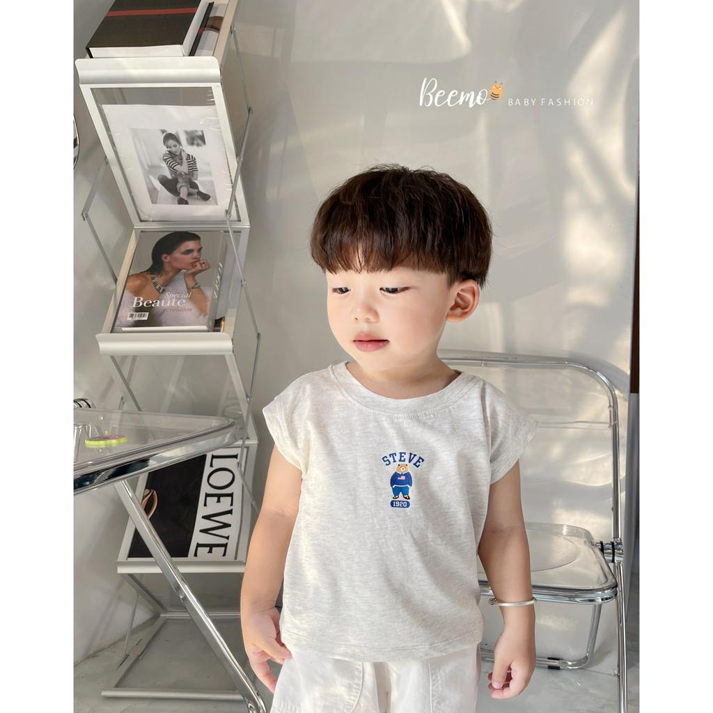 Áo ba lỗ cho bé Trai Gái Beemo Chất liệu cotton mềm min, họa tiết gấu Steve, 4 màu cực xinh B078