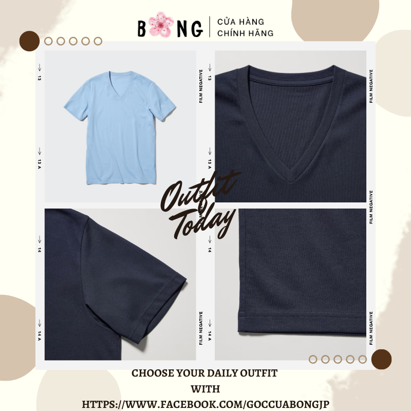 Áo thun cổ V unisex, dòng Dry Uniqlo Nhật - Mã 444996