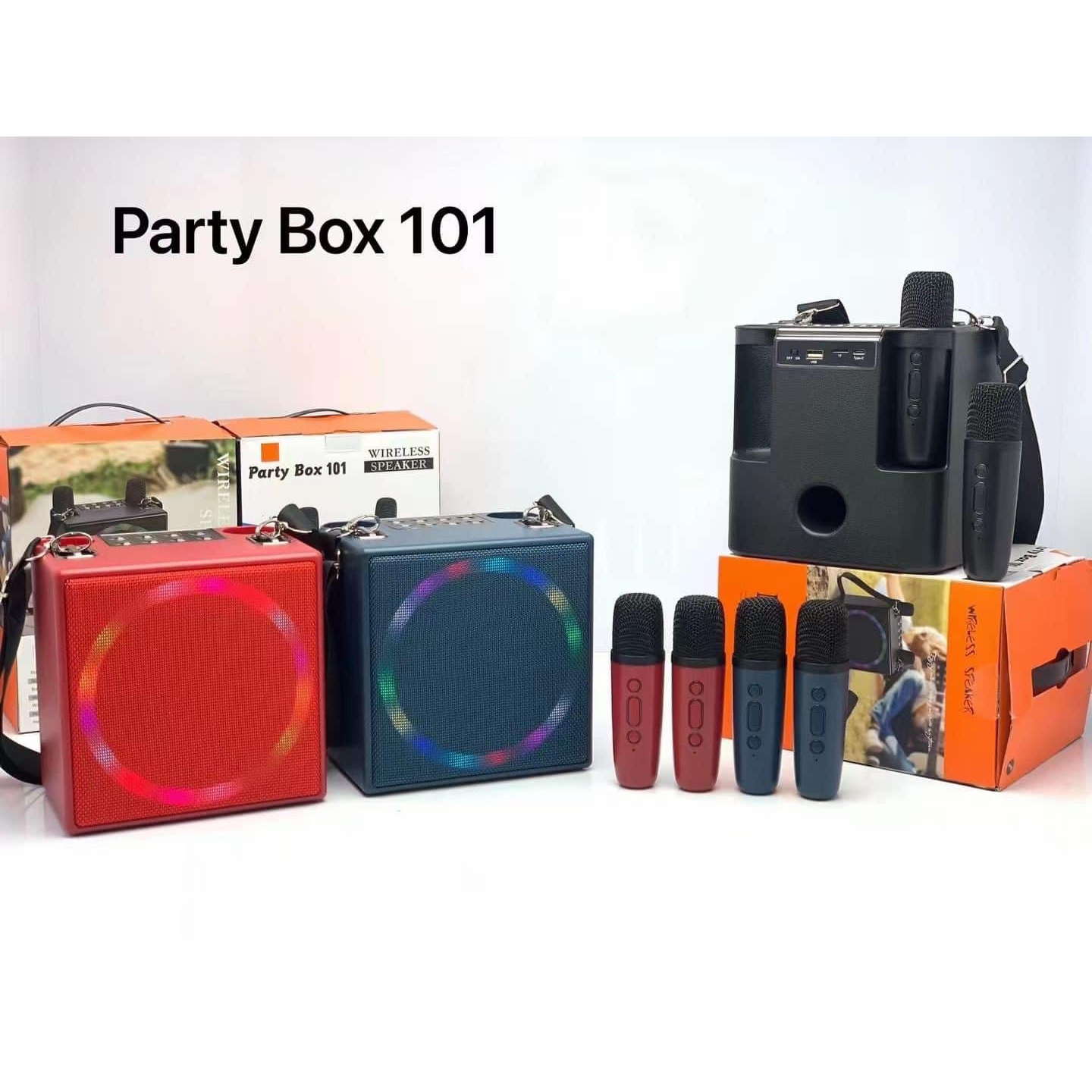 Loa karaoke bluetooth Partybox 101 GROWNTECH chính hãng kèm 2 mic song ca , quai đeo tiện lợi , âm lớn đèn led cực ngầu