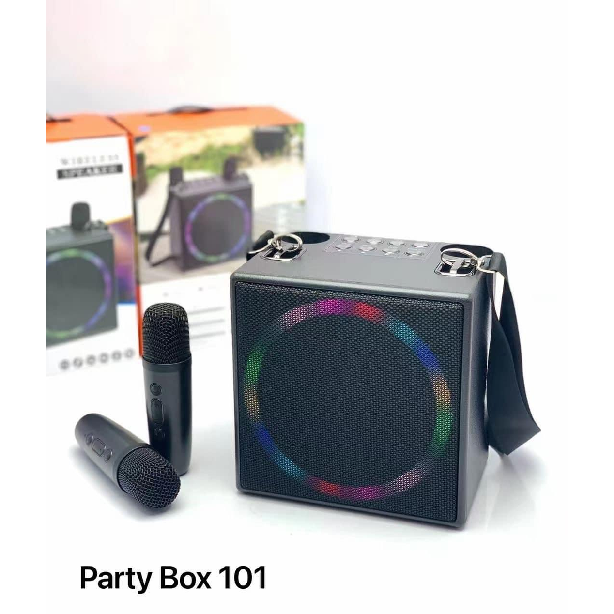 Loa karaoke bluetooth Partybox 101 GROWNTECH chính hãng kèm 2 mic song ca , quai đeo tiện lợi , âm lớn đèn led cực ngầu