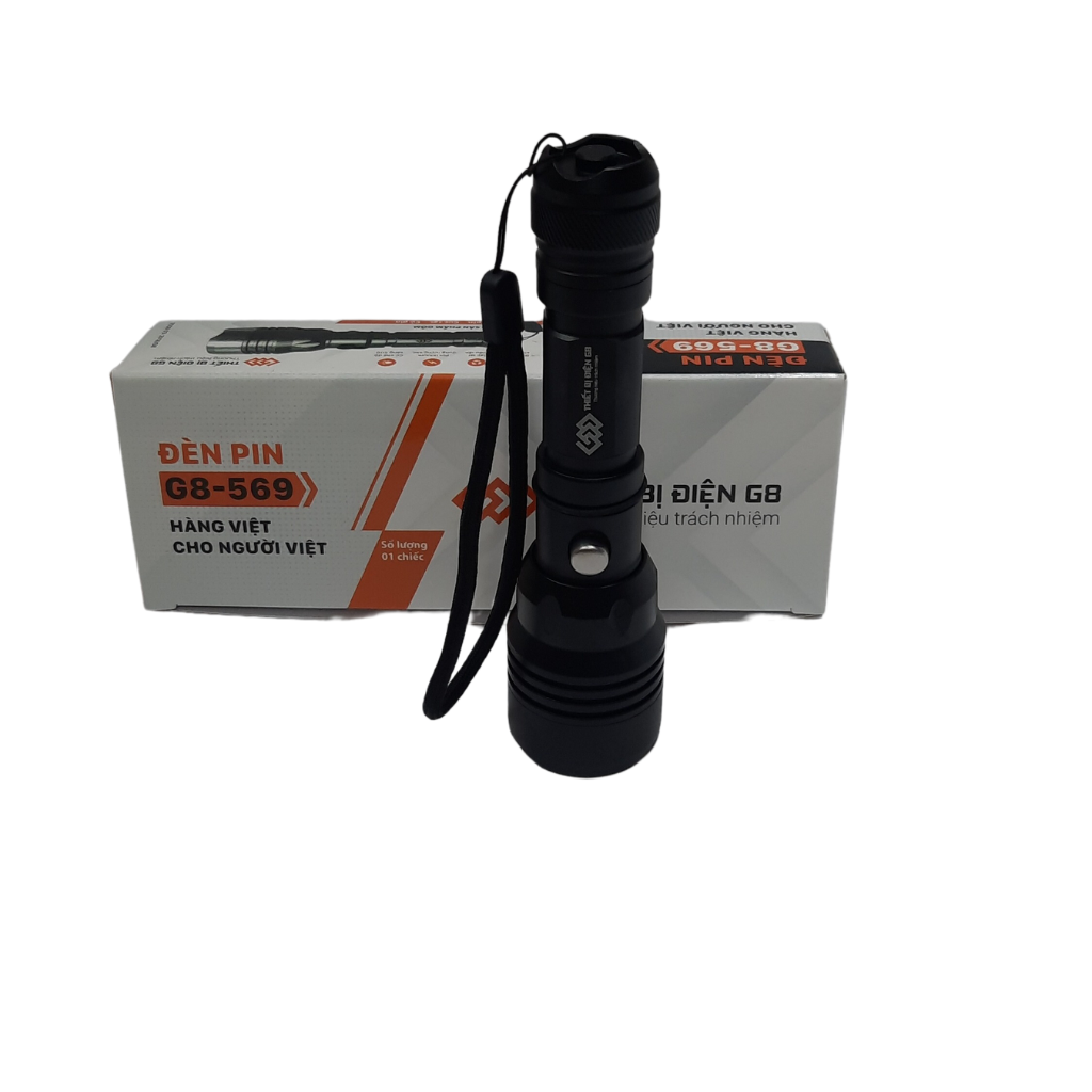 Đèn pin led cầm tay siêu sáng siêu bền G8 Model 569 và 568 (màu đen)