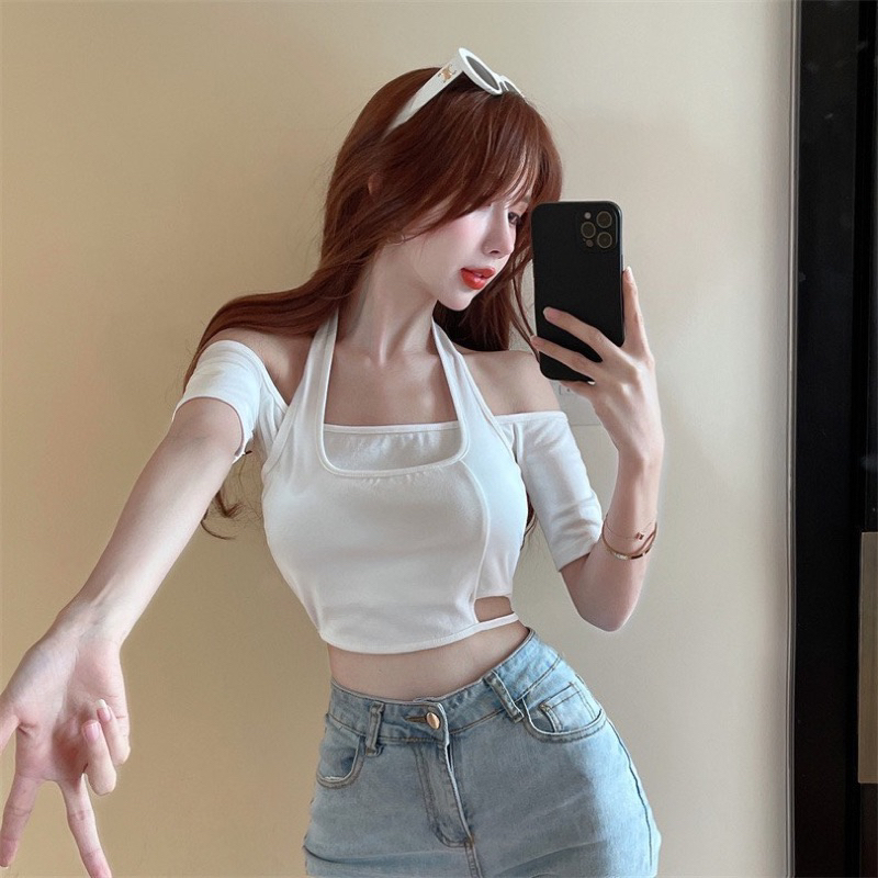 ÁO KIỂU YẾM GÂN KHOÉT EO TAY NGẮN HƠE VAI XINH BGYE