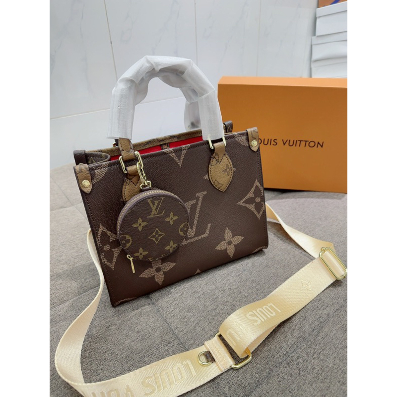 Túi tote công sở lv onthego kèm ví tròn 25cm 2box xịn