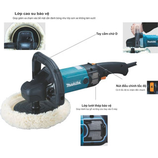 Máy chà nhám đánh bóng Makita 180mm Model 9237C 1200W - Chính Hãng SKU 9237C