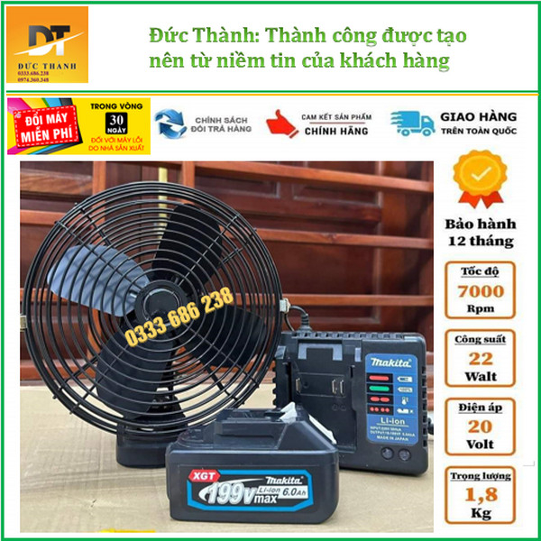 Quạt pin Mkt. Nhập khẩu Thái lan. Bảo hành 12 Tháng