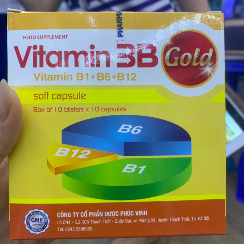 vitamin 3B gold bổ sung B1 B6 B12 hỗ trợ triệu chứng tê bì chân tay,tăng cường sức khỏe tăng đề kháng