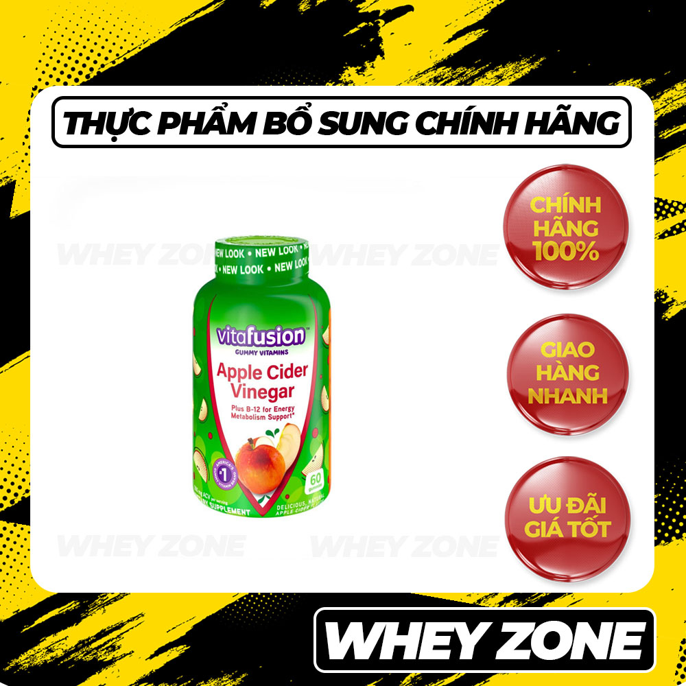 Kẹo Dẻo Vitafusion Apple Cider Vinegar Giấm Táo Giúp Giảm Cân, Đẹp Da,An Toàn Hiệu Quả, 60 Viên