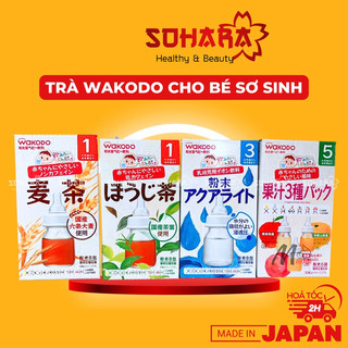 Trà wakodo vị hoa quả, lúa mạch cho bé từ 1 tháng hộp 8 gói nhật bản