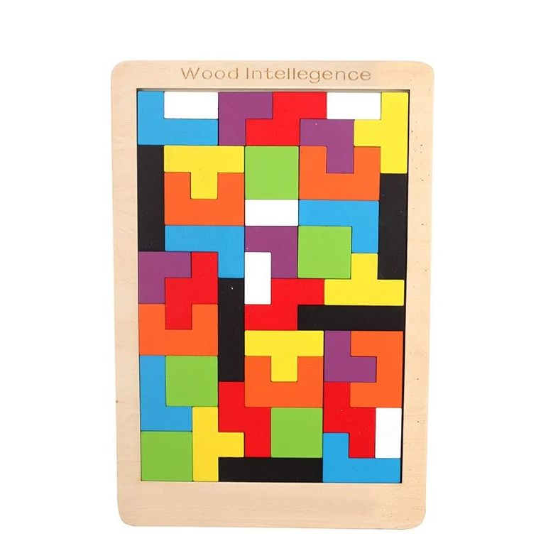 Đồ chơi xếp gạch thông minh Tetris Montessori - xếp hình bằng gỗ cho bé