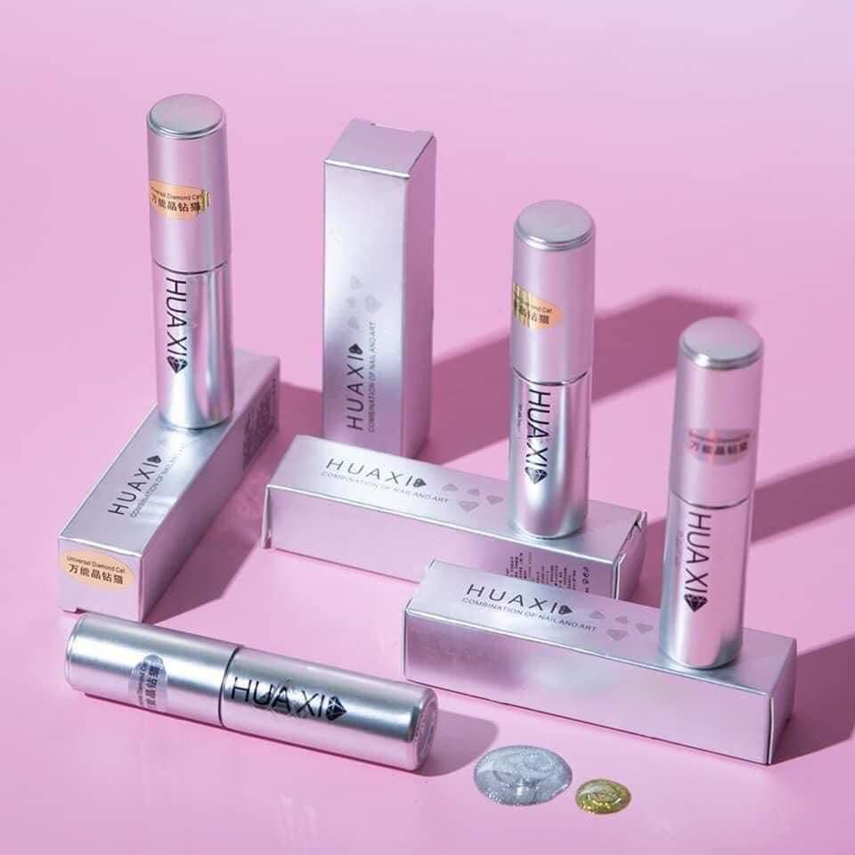 Top mắt mèo kim cương Huaxi 9D chính hãng - sơn gel mắt mèo kim cương Huaxi lấp lánh sang chảnh siêu sáng