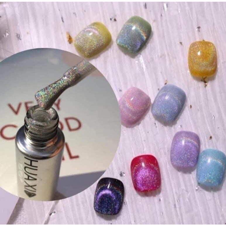 Top mắt mèo kim cương Huaxi 9D chính hãng - sơn gel mắt mèo kim cương Huaxi lấp lánh sang chảnh siêu sáng