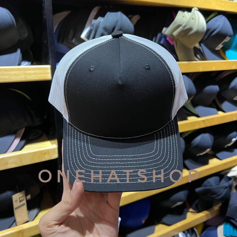 Nón lưỡi trai fom vuông aframe trucker trơn đen lưới trắng chất lượng cao
