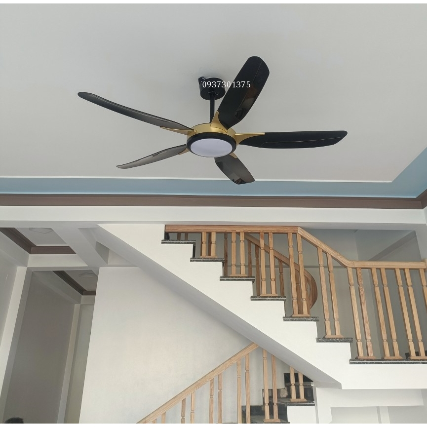 Quạt trần 5 cánh hiện đại Z09 Trang trí phòng khách,động cơ DC lõi đồng sải cánh 1m4 đèn led 3 chế độ sáng