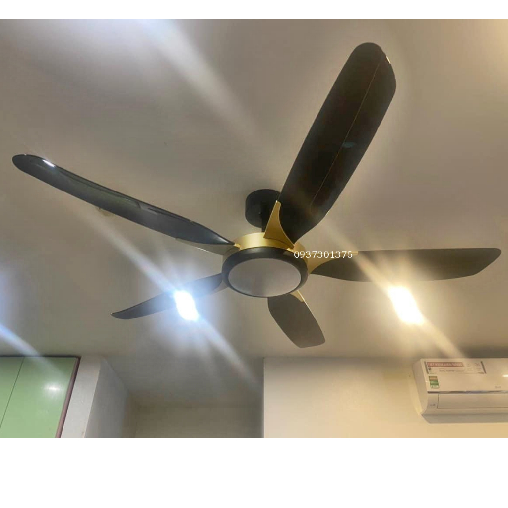 Quạt trần 5 cánh hiện đại Z09 Trang trí phòng khách,động cơ DC lõi đồng sải cánh 1m4 đèn led 3 chế độ sáng