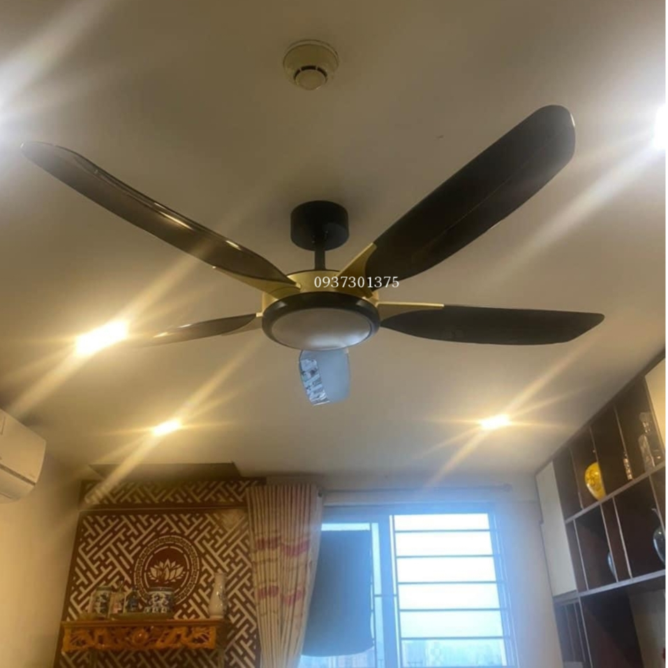 Quạt trần 5 cánh hiện đại Z09 Trang trí phòng khách,động cơ DC lõi đồng sải cánh 1m4 đèn led 3 chế độ sáng