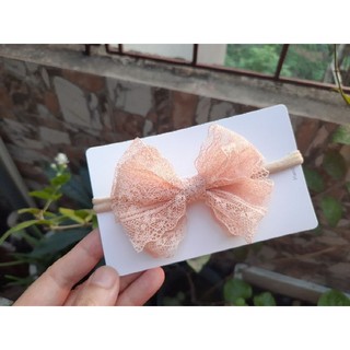 Baby Headband/băng đô cho bé ren beige handmade - Storm Hairbow