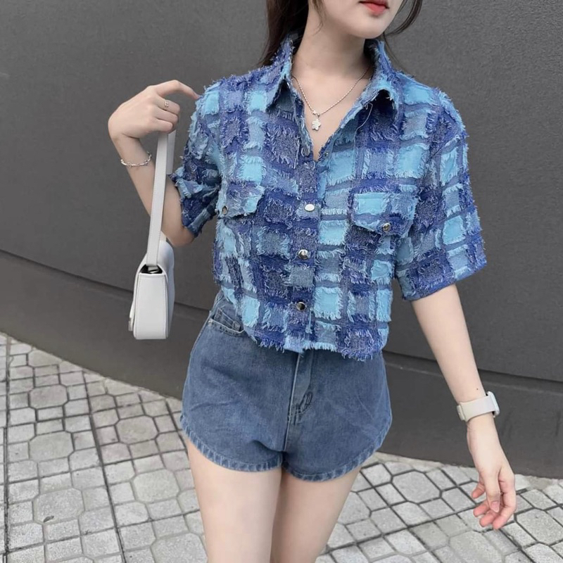 Áo Bò Mài xước Dáng Croptop Mã S151