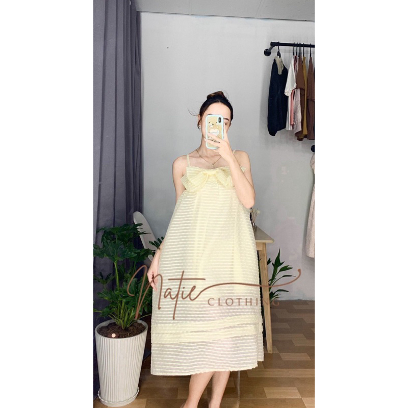 ĐẦM NỮ ẢNH THẬT Váy Nữ 2 Dây Xốp Nơ Ngực