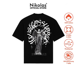 Áo thun unisex nikolas 100% cotton angel tee - nikolas