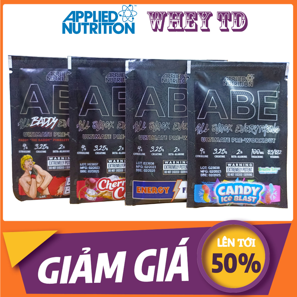 Combo 30 gói ABE Pre Workout Applied Nutrition tăng sức mạnh căng phồng cơ bắp