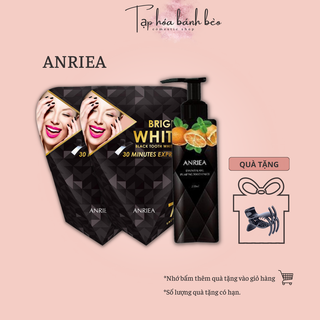 Combo 2 Hộp miếng dán trắng răng Anriea than tre 14 miếng + 1 Kem đánh răng Cam trằng sáng không ê buốt