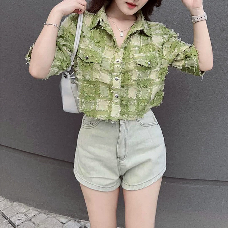 Áo Bò Mài xước Dáng Croptop Mã S151