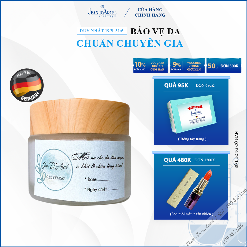Mặt nạ giảm mụn, thu nhỏ lỗ chân lông Jean D'Arcel_ Jean Darcel Clearing mask 50ml