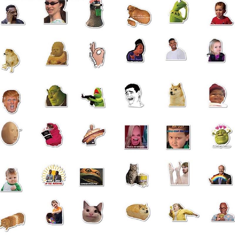 Gói 50 tấm sticker meme vui nhộn dán Vali laptop “March20shop”