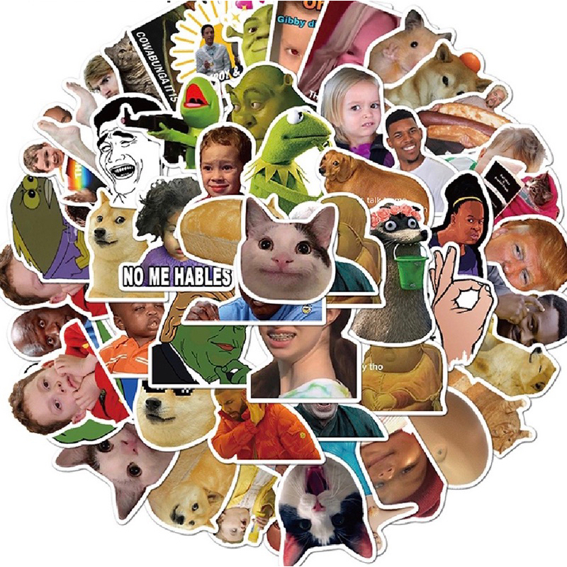 Gói 50 tấm sticker meme vui nhộn dán Vali laptop “March20shop”
