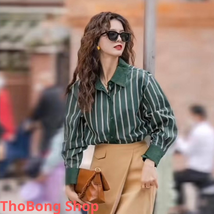 Áo Sơ Mi Nữ Dài Tay Phối Cổ Và Măng Sét Tay Cách Điệu Phong Cách Trẻ Trung Hàng QCCC. | BigBuy360 - bigbuy360.vn