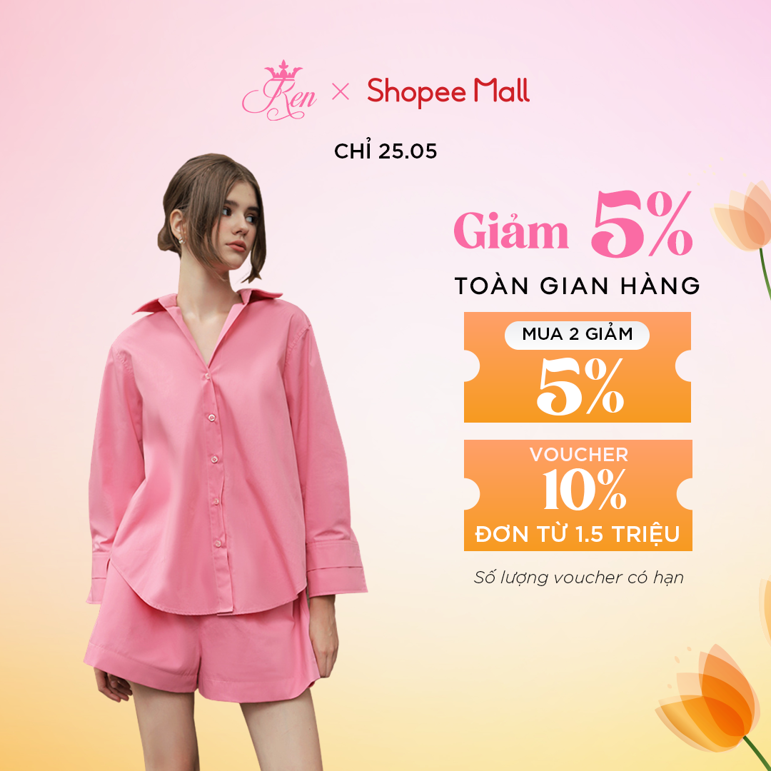 REN BY TEE - Áo Sơ Mi Hồng Tay Dài