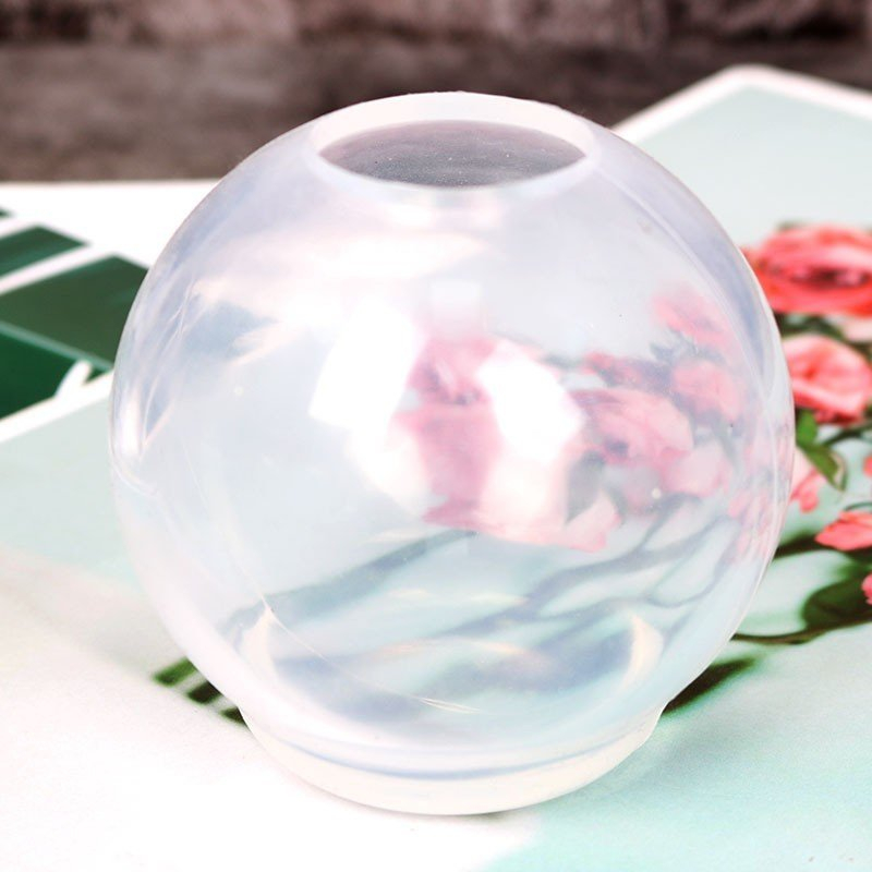 Khuôn silicone hình cầu nhiều kích thước, khuôn hình cầu làm handmade resin có đế cân bằng