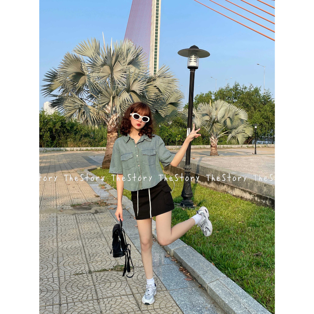 Áo khoác jean tay ngắn dáng croptop  A3056