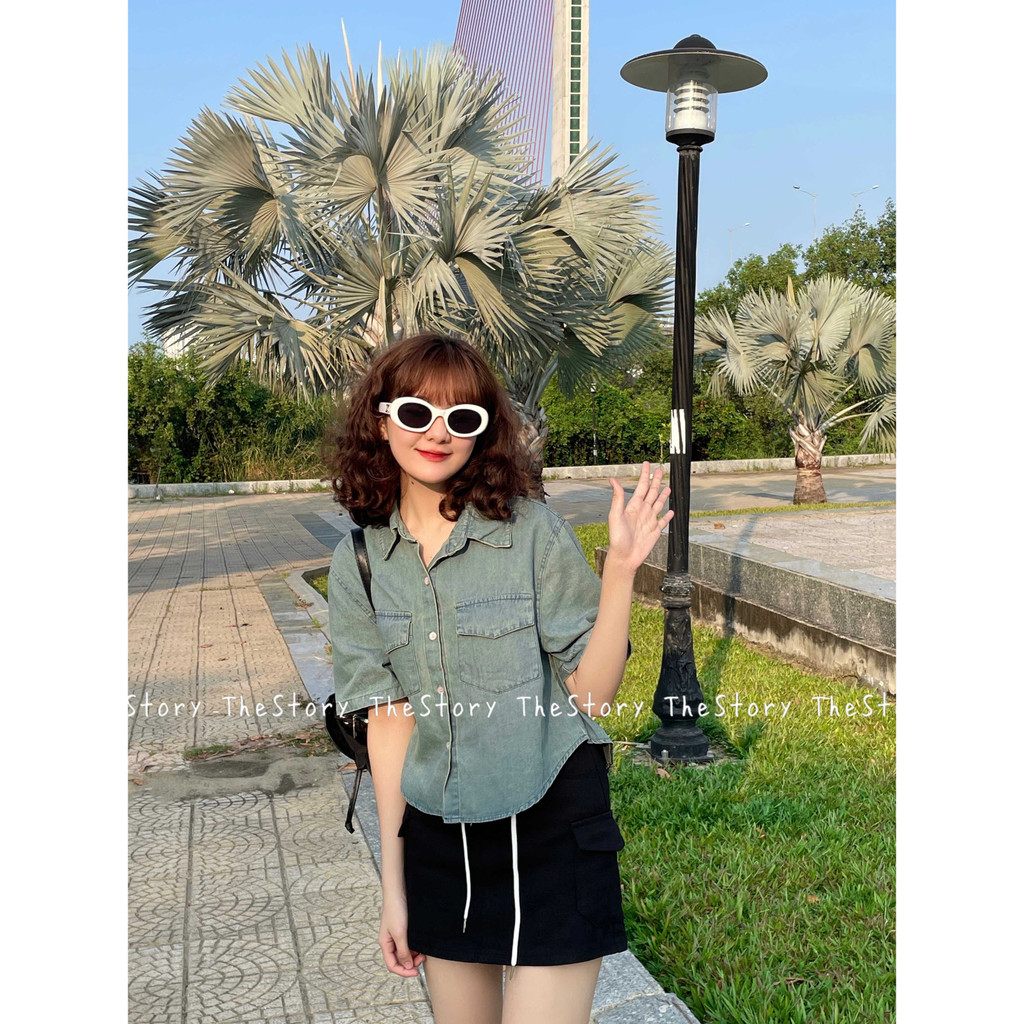 Áo khoác jean tay ngắn dáng croptop  A3056