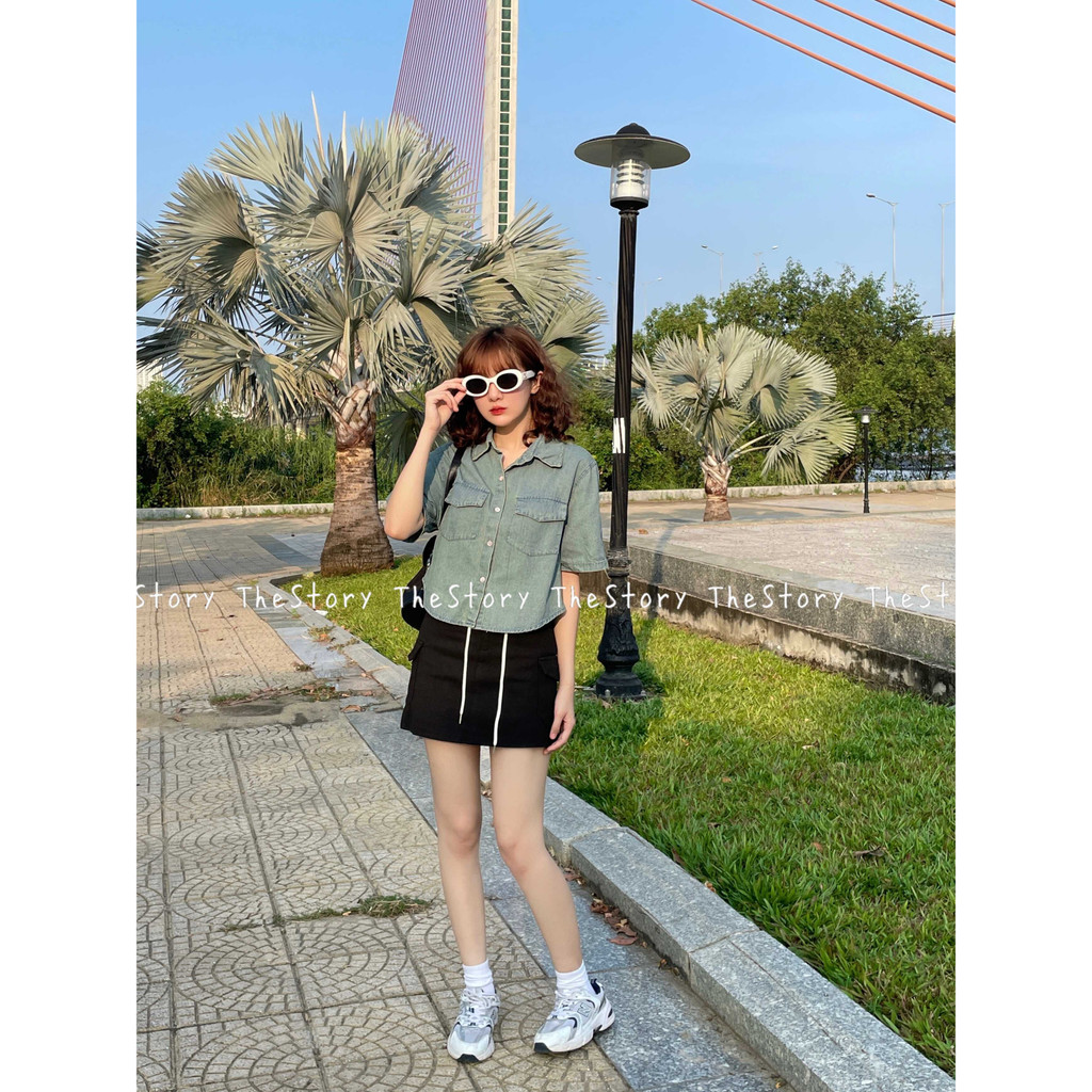 Áo khoác jean tay ngắn dáng croptop  A3056