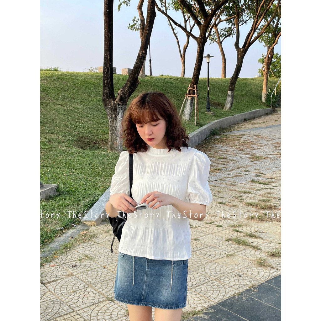 Áo kiểu tay bồng trơn  A3045