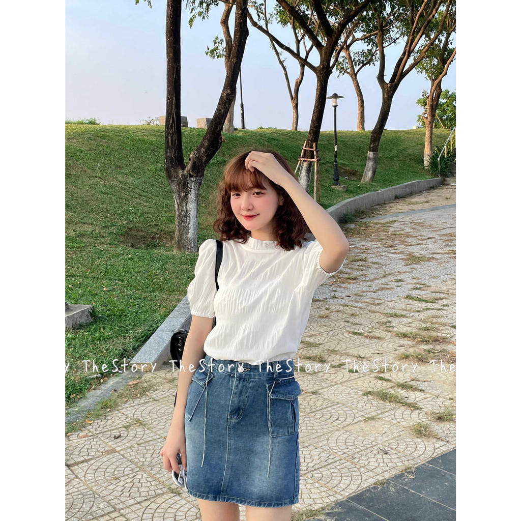 Áo kiểu tay bồng trơn  A3045