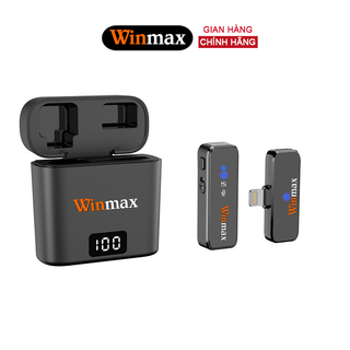 Micro thu âm không dây WinMax Pro kèm Dock sạc lọc tạp âm khi live/quay video/ ghi âm cho điện thoại/máy tính