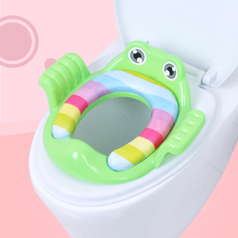 Bệ Lót Thu Nhỏ Bồn Cầu Hình Con Ếch Có Tay Vịn Cho Bé - Nhiều Màu